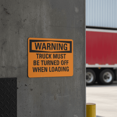 Warning Truck must be turned off when loading