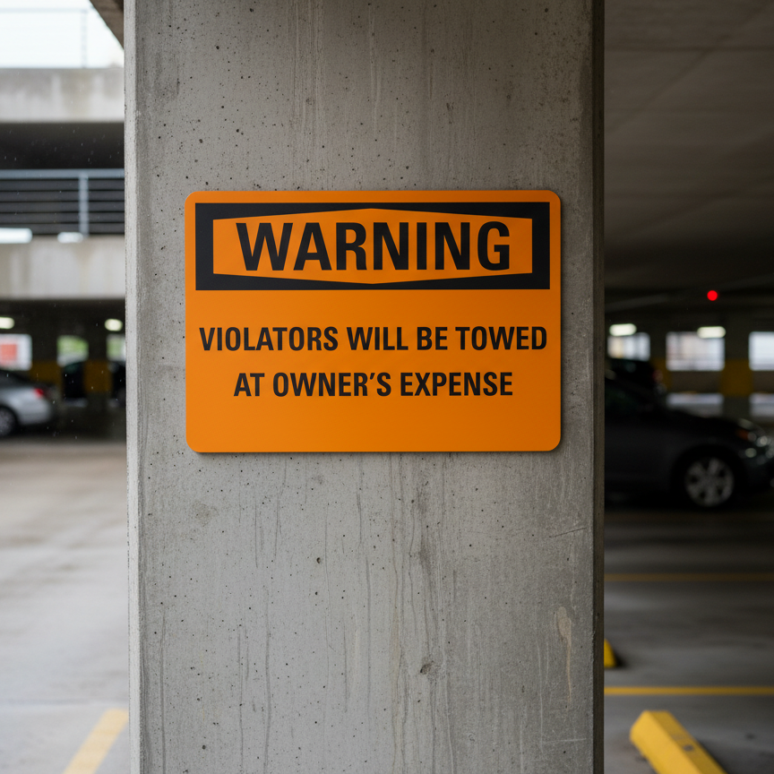 Warning Violators will be towed at owner's expense