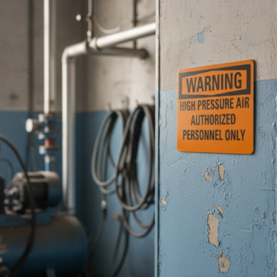 Warning High pressure air authorized personnel only