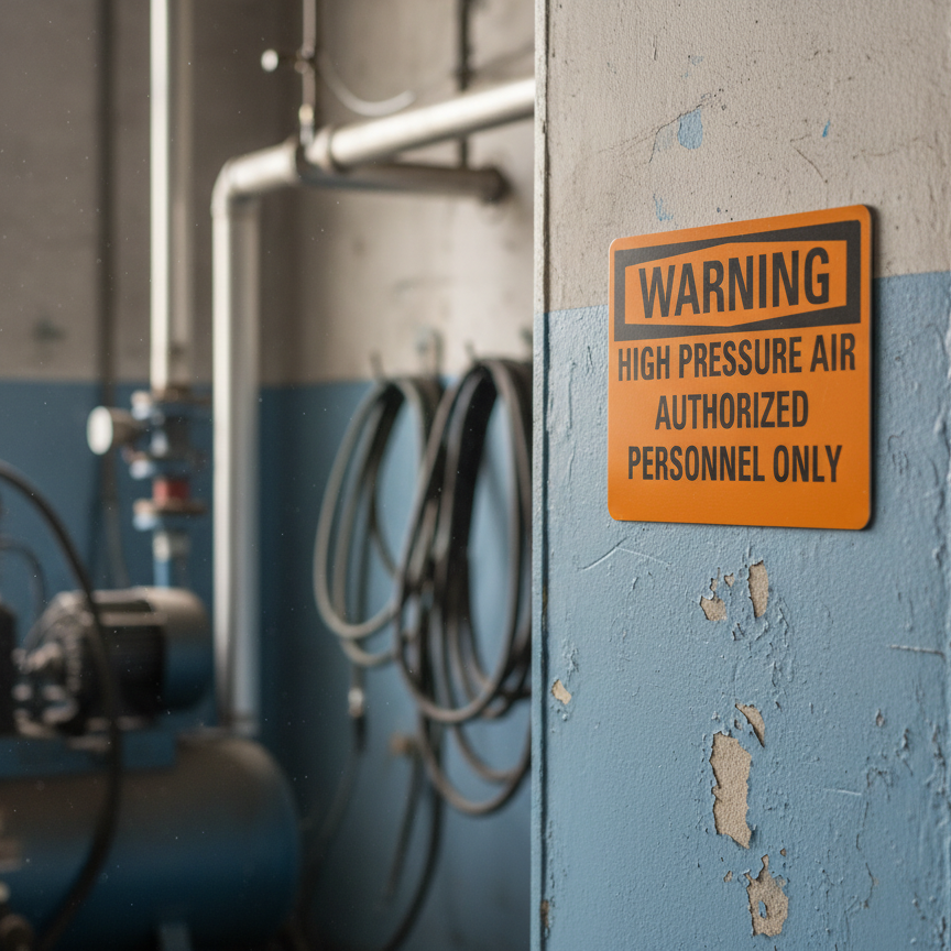 Warning High pressure air authorized personnel only