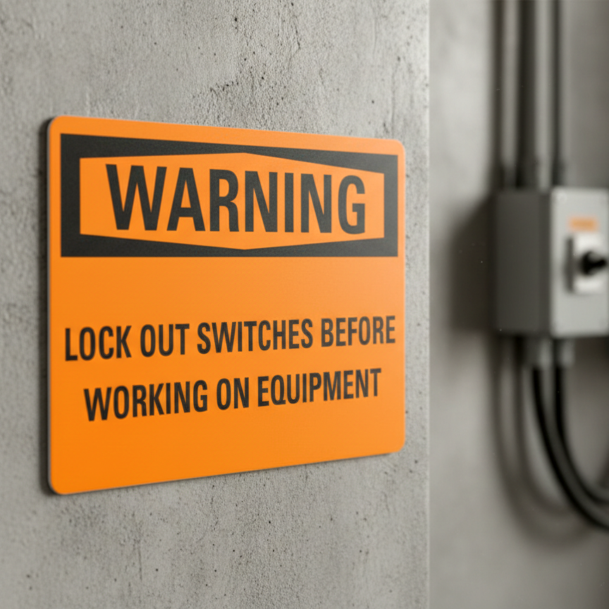 Warning Lock out switches before working on equipment - Image 2