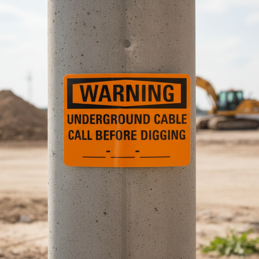 Warning Underground cable call before digging ___-