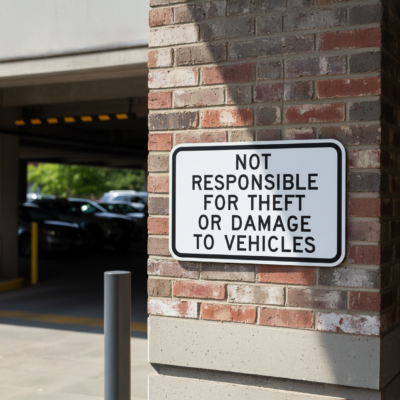 Not Responsible For Theft Or Damage To Vehicles
