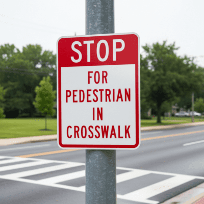 Stop For Pedestrian In Crosswalk