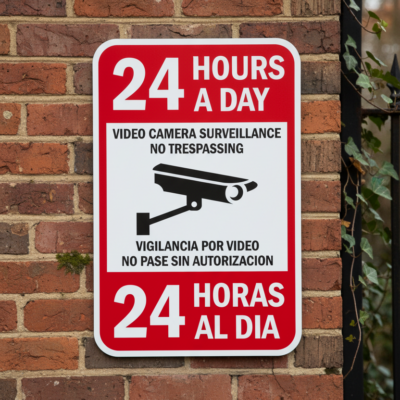24 Hours A Day Video Camera Surveillance No Trespassing