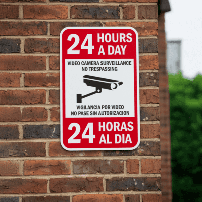 24 Hours A Day Video Camera Surveillance No Trespassing