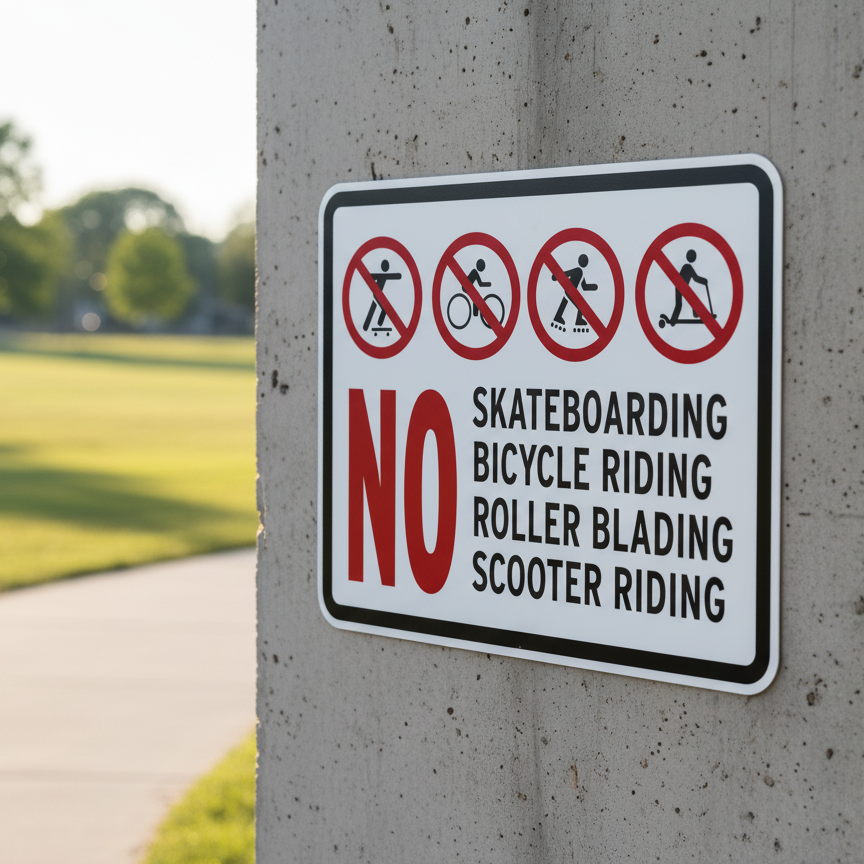 No Skateboarding Bicycle Riding Roller Blading Scooter