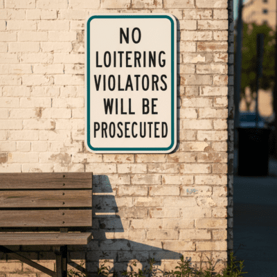 No Loitering Violators Will Be Prosecuted