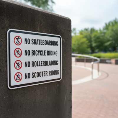 No Skateboarding No Bicycle Riding No Rollerblading