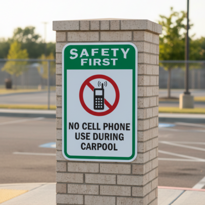 Safety First (sym) No Cell Phone Use During Carpool