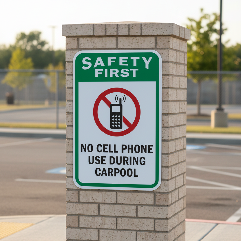 Safety First (sym) No Cell Phone Use During Carpool