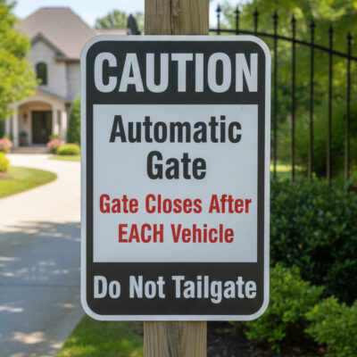 Caution Automatic Gate Gate Closes After Each