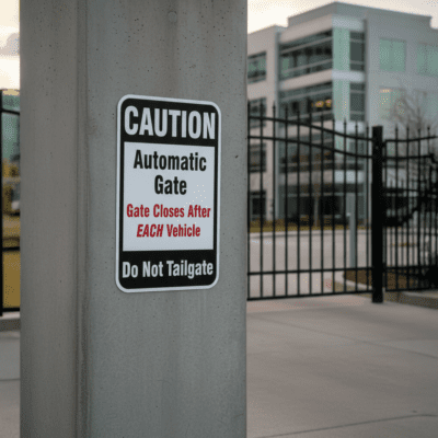 Caution Automatic Gate Gate Closes After Each