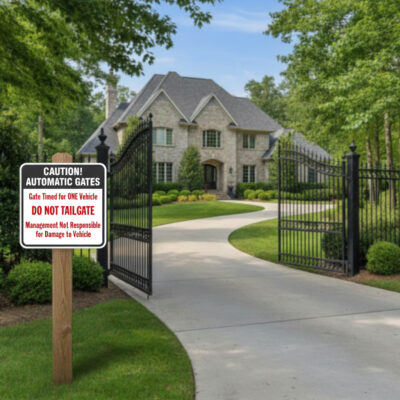 Caution Automatic Gates Gate Timed For One