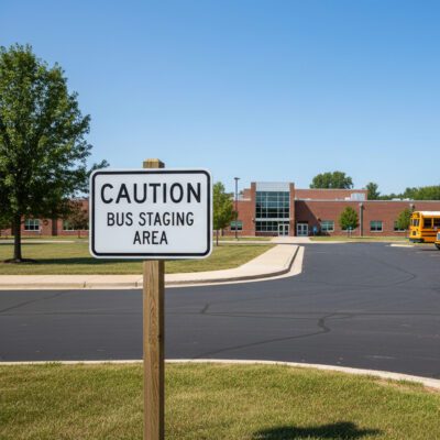 Caution Bus Staging Area