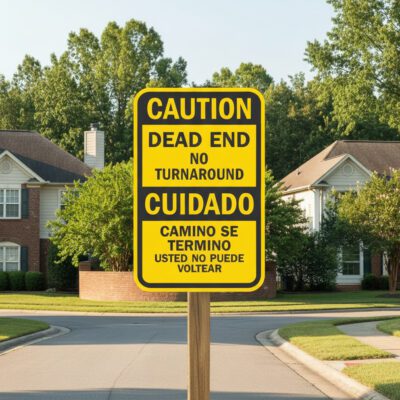 Caution Dead End No Turnaround Cuidado Camino