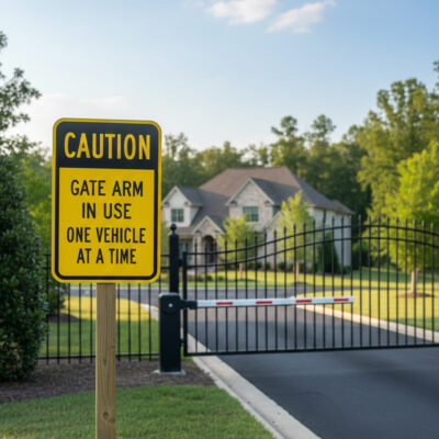 Caution Gate Arm In Use One Vehicle At A Time