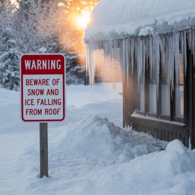 Warning Beware Of Snow And Ice Falling From Roof