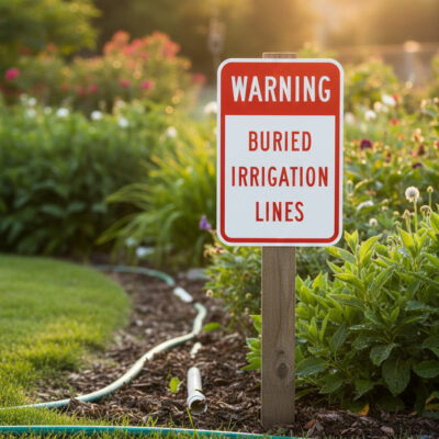 Warning Buried Irrigation Lines