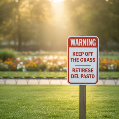 Warning Keep Off The Grass Retirese Del Pasto