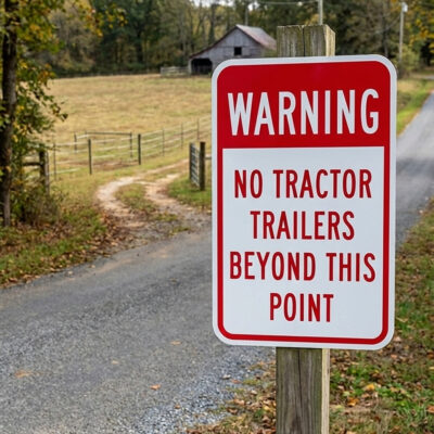 Warning No Tractor Trailers Beyond This Point