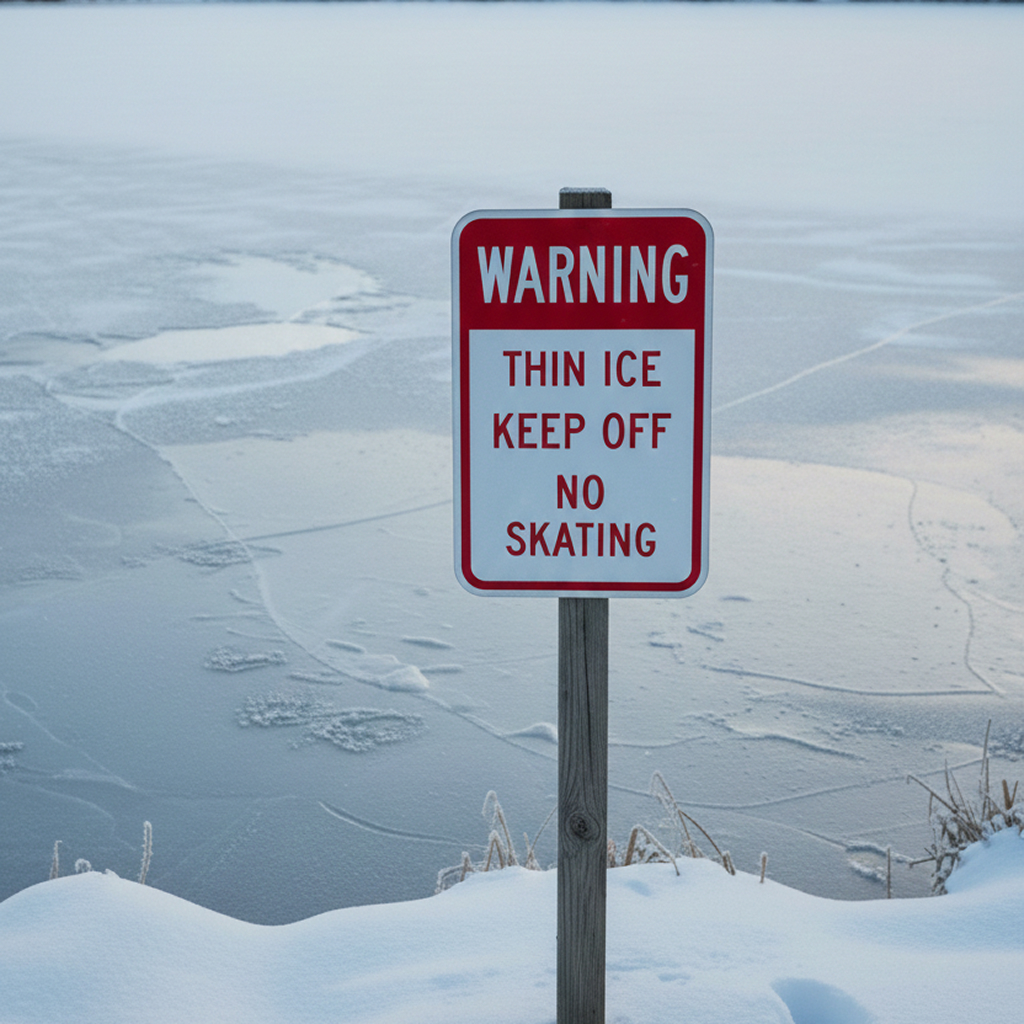 Warning Thin Ice Keep Off No Skating