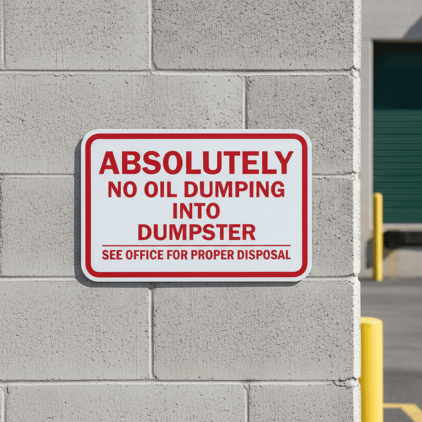 Absolutely No Oil Dumping Into Dumpster - Image 2
