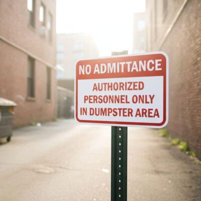 No Admittance Authorized Personnel Only In Dumpster