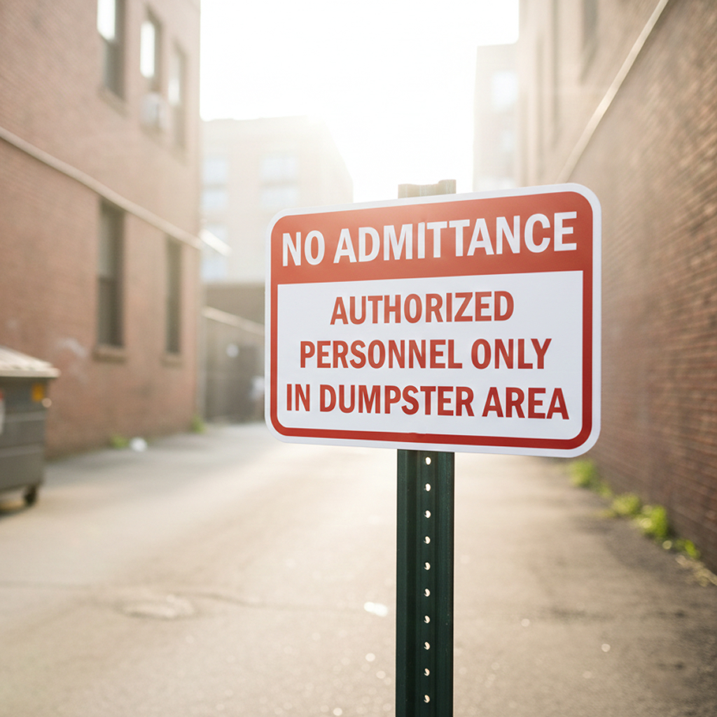 No Admittance Authorized Personnel Only In Dumpster