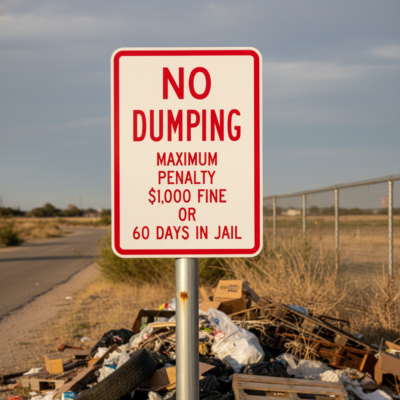 No Dumping Maximum Penalty $1000 Fine Or 60 Days
