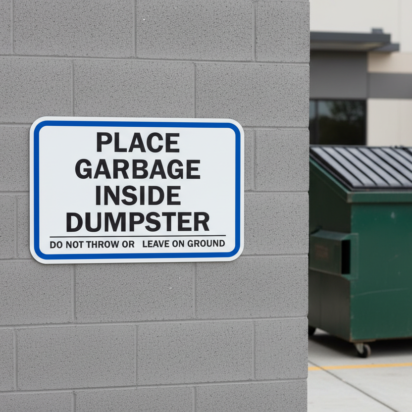 Place Garbage Inside Dumpster Do Not Throw Or - Image 2