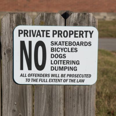Private Property No Skateboards Bicycles Dogs