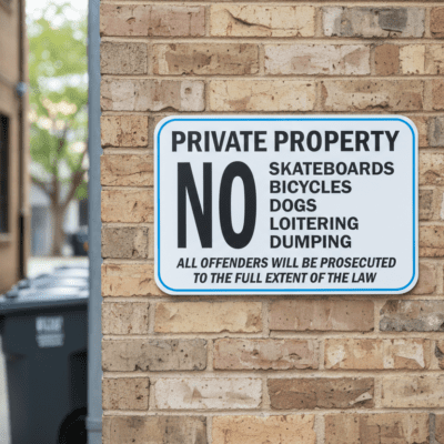 Private Property No Skateboards Bicycles Dogs