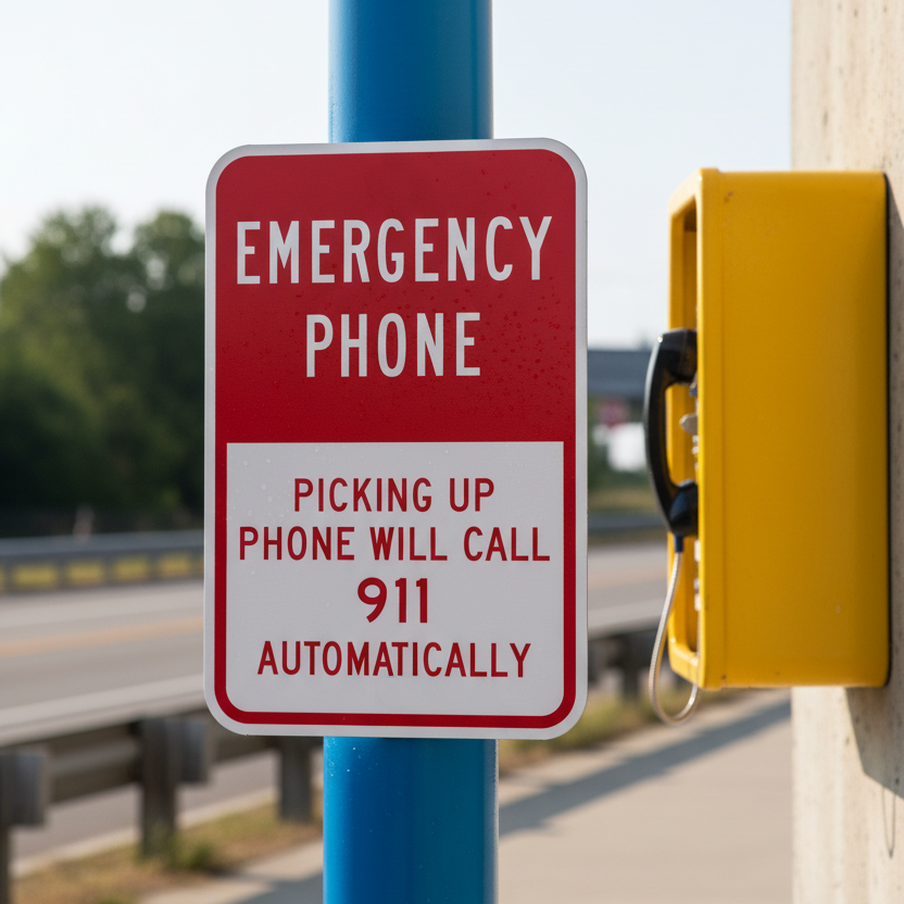 Emergency Phone Picking Up Phone Will Call