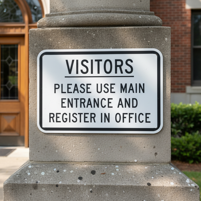 Visitors Please Use Main Entrance And