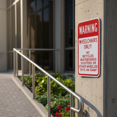 Warning Wheelchairs Only! No Bicycles Skateboards