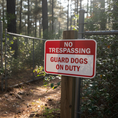 No Trespassing Guard Dogs On Duty
