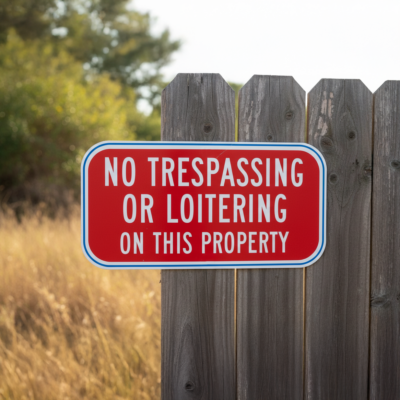 No Trespassing Or Loitering On This Property