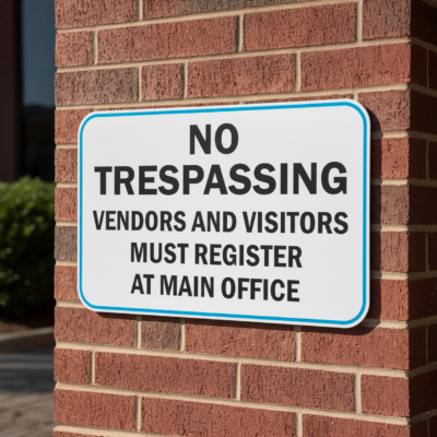 No Trespassing Vendors & Visitors Must Register