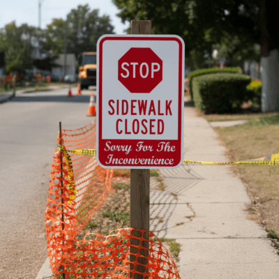 (Stop Sign Sym) Sidewalk Closed Sorry For The
