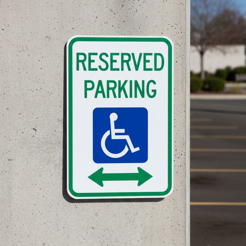 Reserved Parking (W/ Handicap Symbol) (Double Arrow)