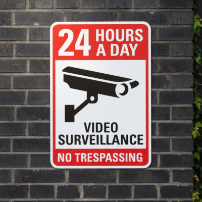 24 Hours A Day Video Surveillance No Trespassing (W/Sym)