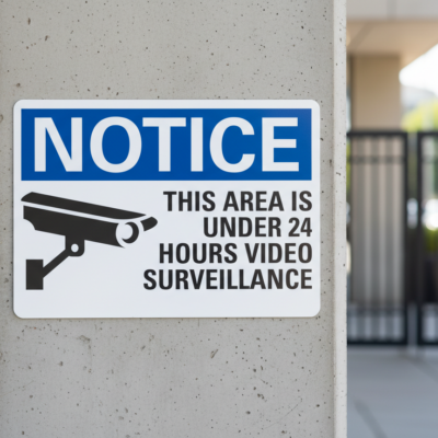 Notice This Area Is Under 24 Hours Video Surveillance