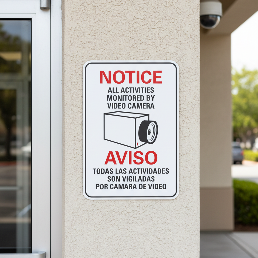 Notice All Activities Monitored By Video Camera (W/Sym)