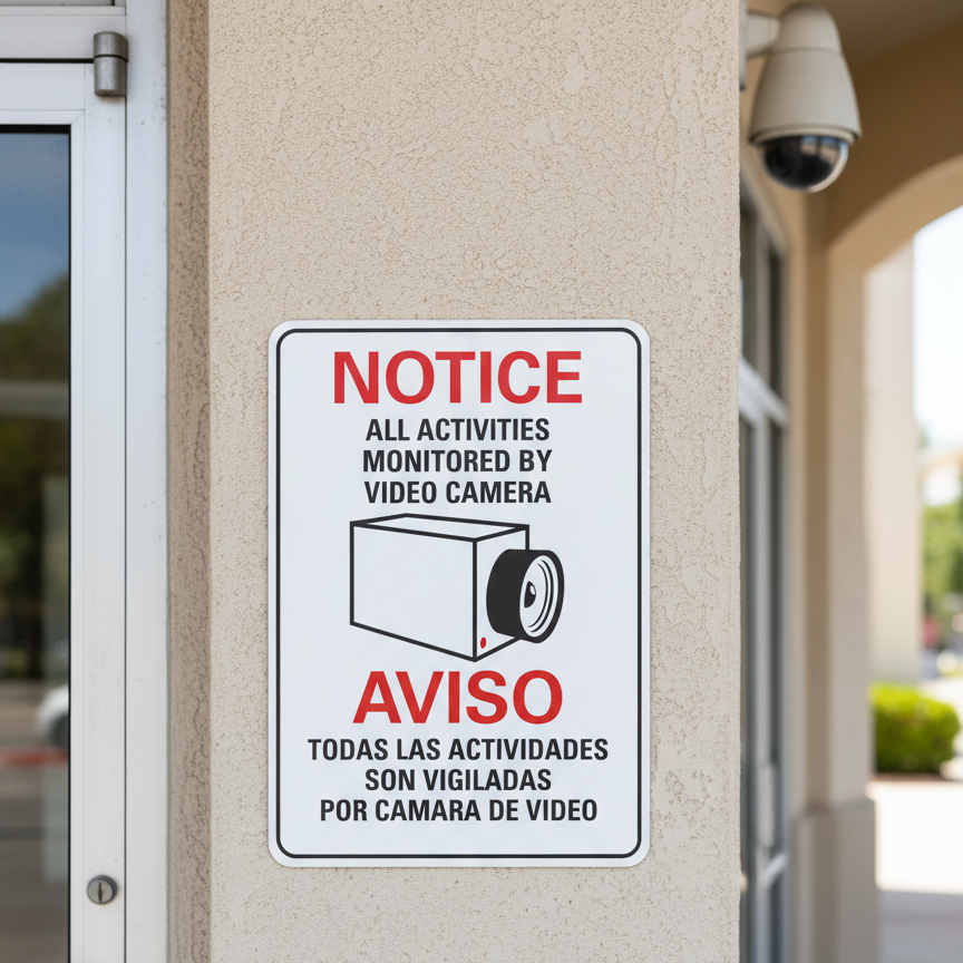 Notice All Activities Monitored By Video Camera (W/Sym) - Image 2