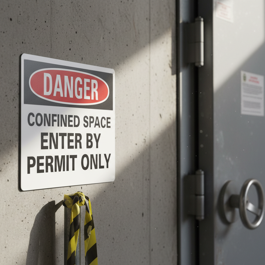 Danger Confined Space Enter By Permit Only - Image 2
