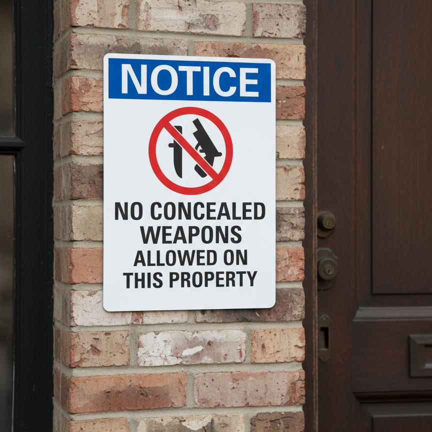 Notice No Concealed Weapons Allowed On This Property (W/Sym) - Image 2
