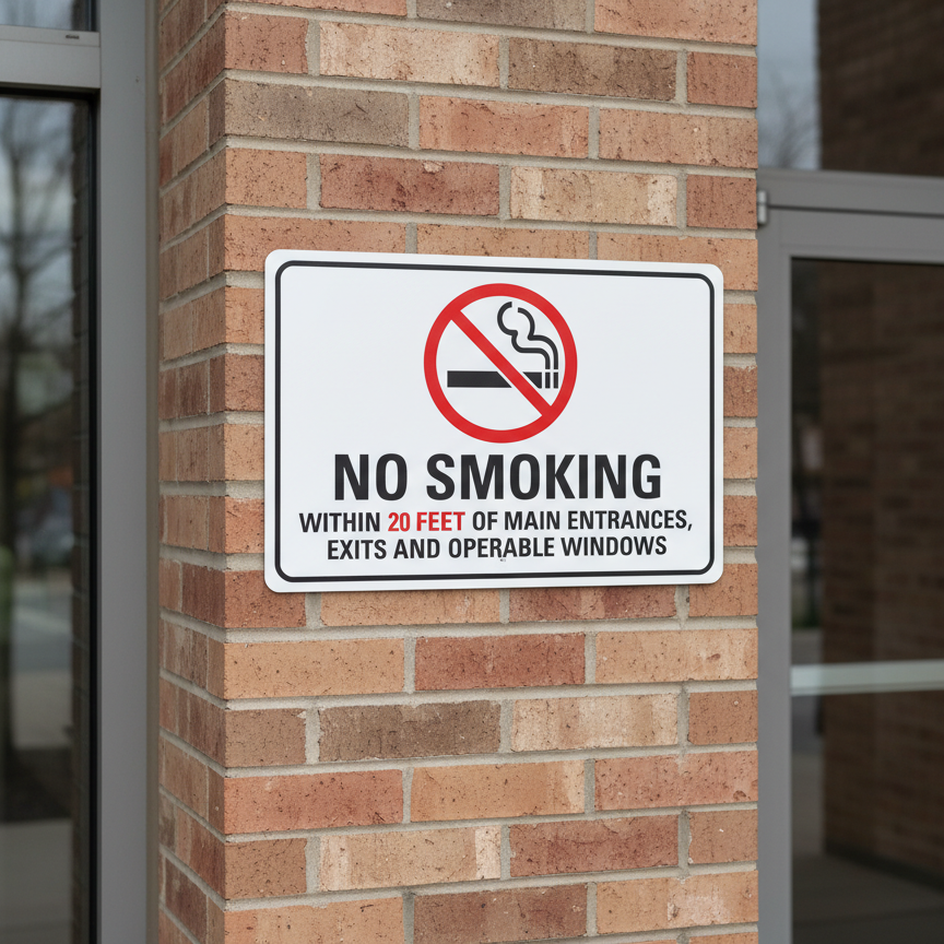(No Smoking Sym) No Smoking Within 20 Feet Of Main Entrances - Image 2