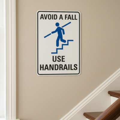 Avoid A Fall Use Handrails (W/Sym)