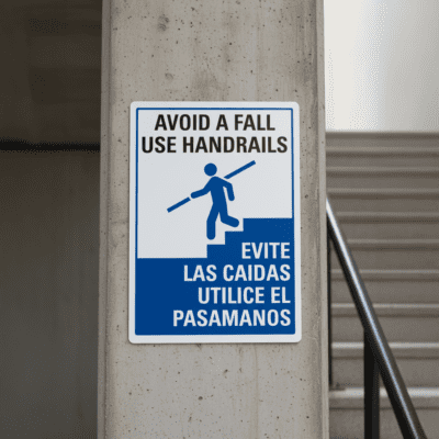 Avoid A Fall Use Handrails (W/Sym) (Bilingual)